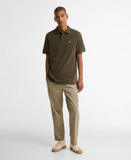 Tartan Pique Polo Shirt Dark Olive/Classic