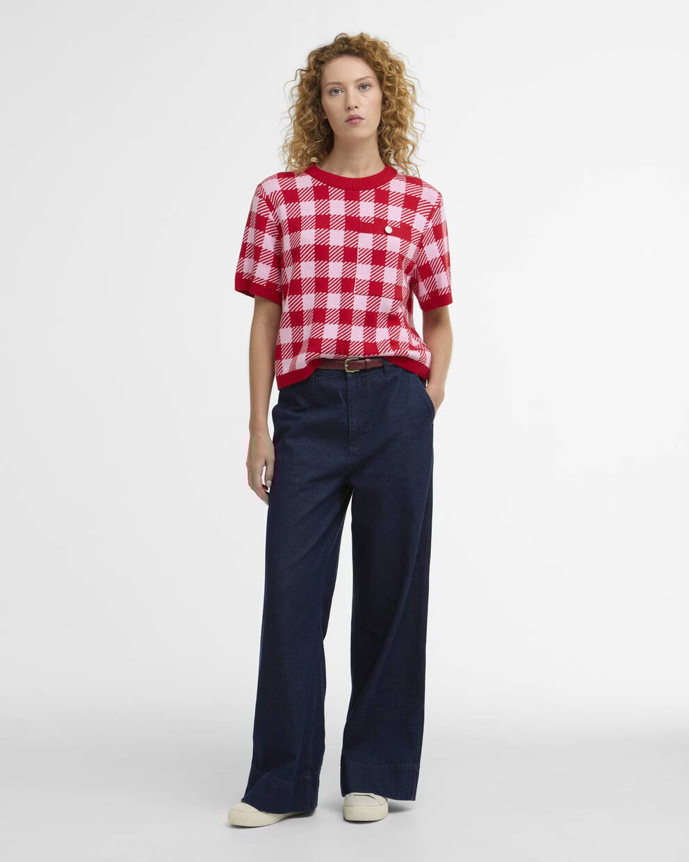 Maglione girocollo a quadretti Esther