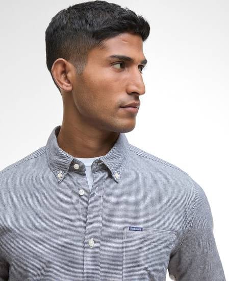 Camicia leggermente aderente in pied-de-poule Huntly Navy