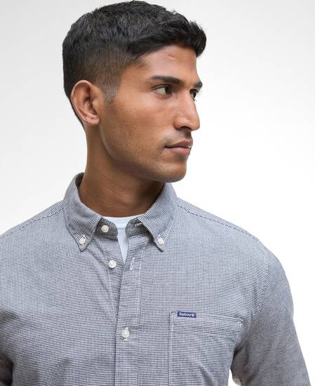 Huntly Houndstooth Tailored Shirt Navy