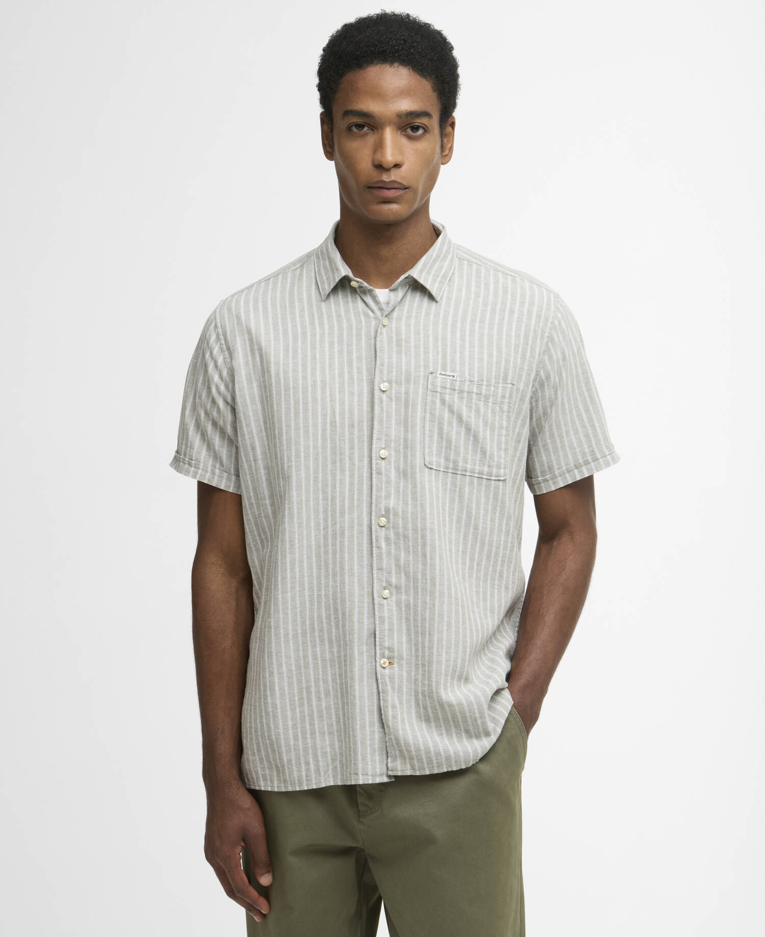 Nelson Striped Short-Sleeved Shirt Bleached Olive image number 0