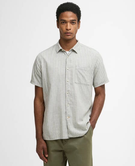 Nelson Striped Short-Sleeved Shirt Bleached Olive