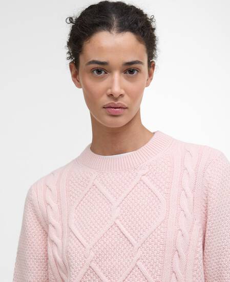 Maglione girocollo Burne con motivo a rombi Pink Blush
