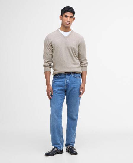 Essential V-Neck Jumper Washed Stone Essential V-Neck Jumper Washed Stone