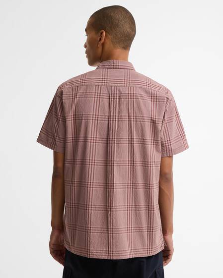 Carrock Checked Seersucker Short-Sleeved Shirt Burnt Pepper