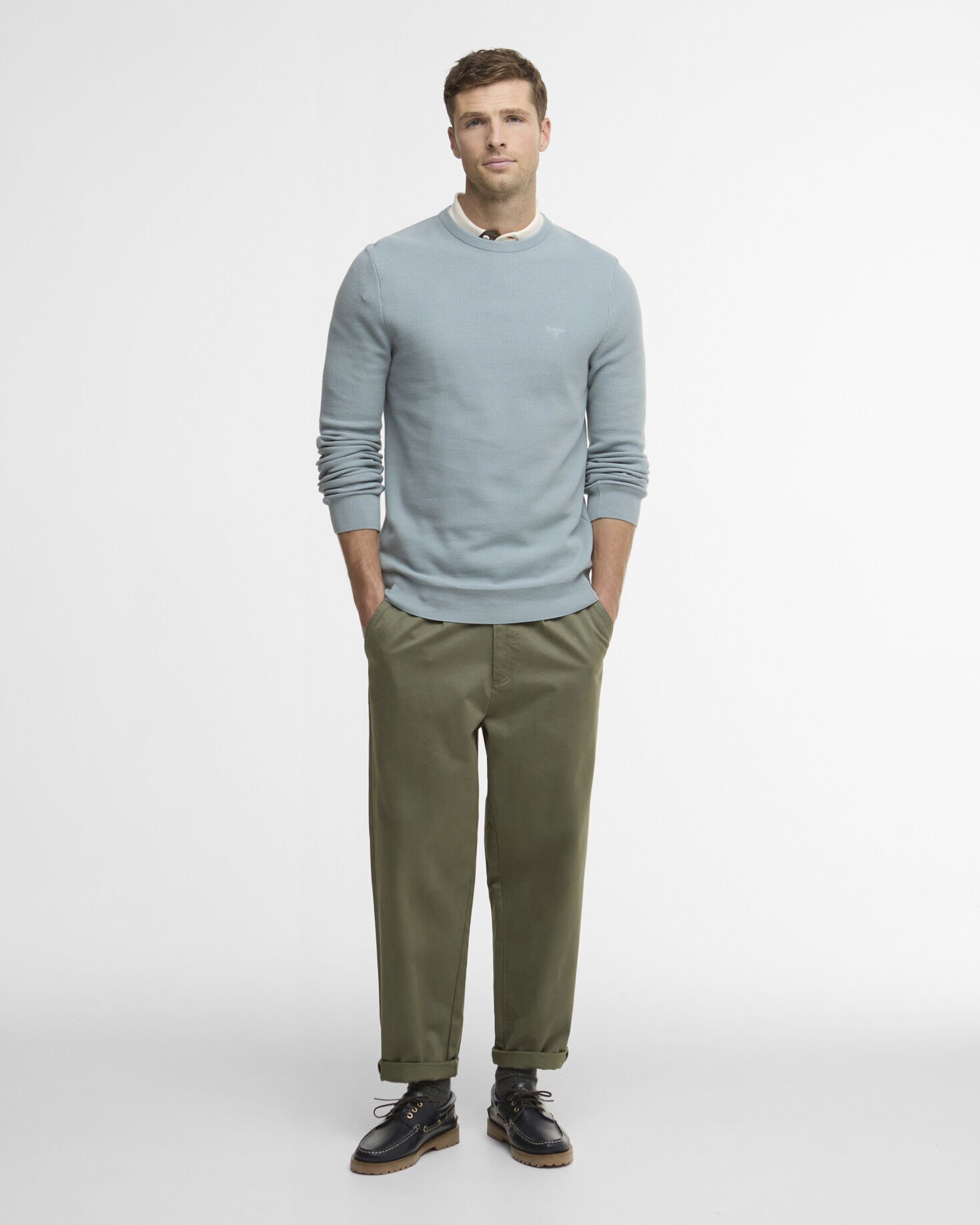 Pullover Essential Honeycomb Rundhalsausschnitt Slate