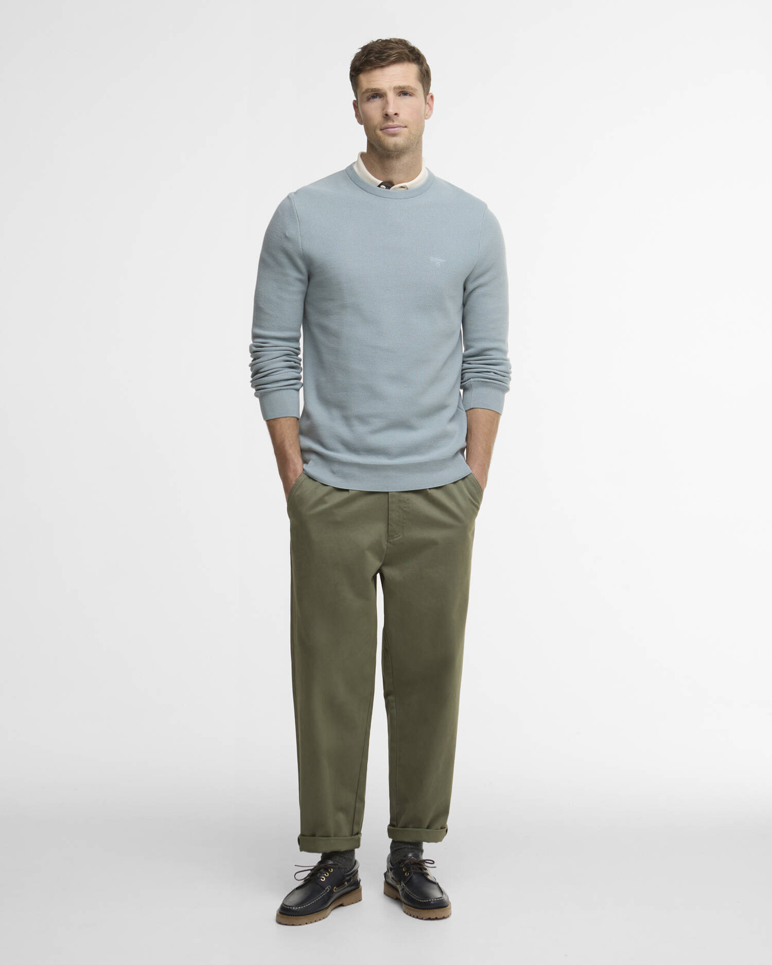 Pullover Essential Honeycomb Rundhalsausschnitt Slate image number 1