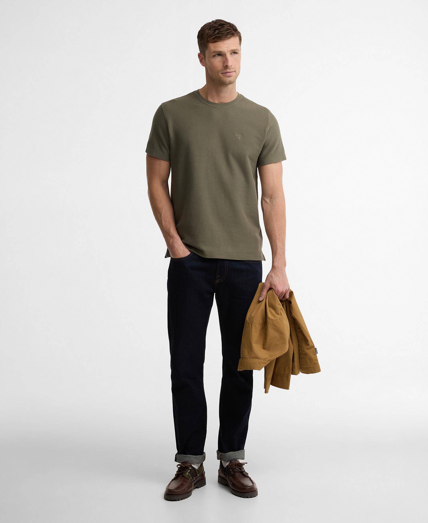 Lingdale Textured Tailored T-Shirt Dusty Olive image number 1