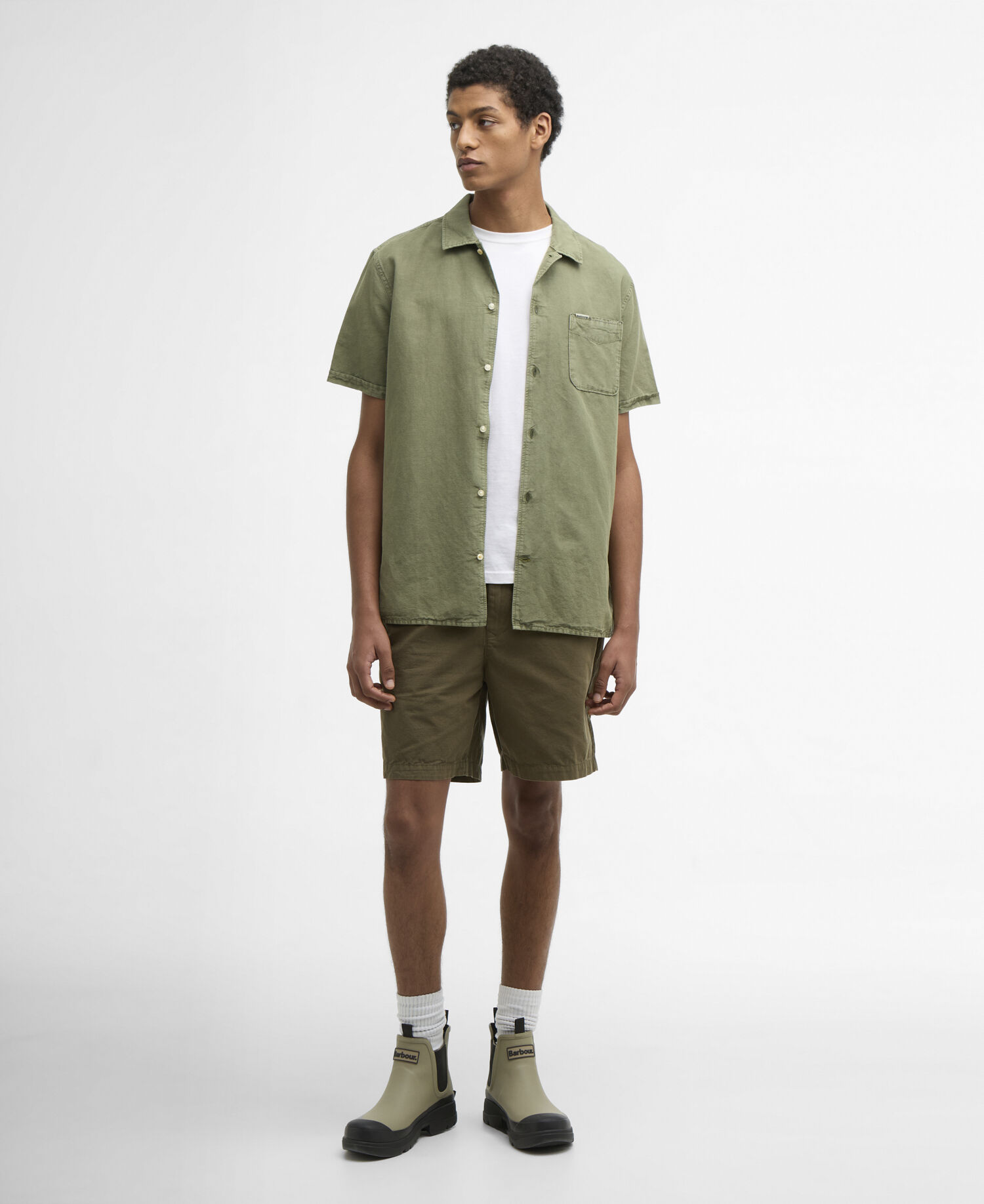 Camicia Landkey sovratinta a maniche corte dalla vestibilit&agrave; regular Olive