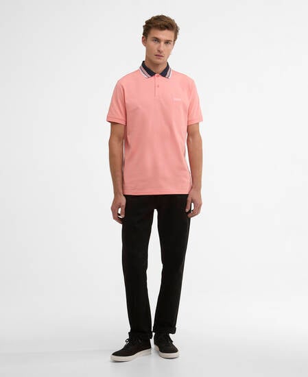 Burnwood Tipped Polo Shirt Burnt Coral