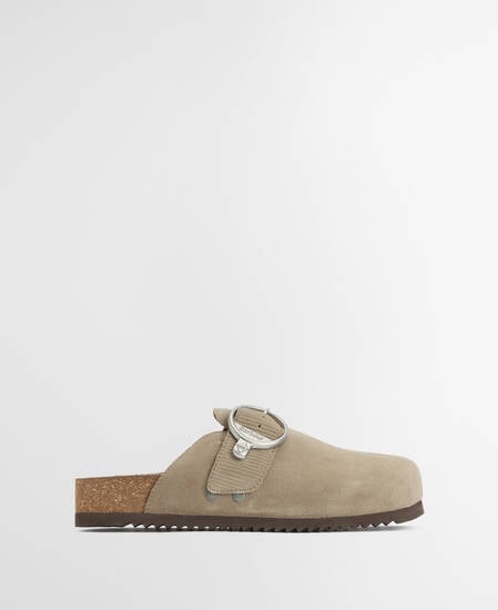 Kyra Closed Toe Sandal Taupe Suede