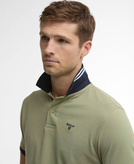 Lynmouth Tipped Polo Shirt Laurel Green