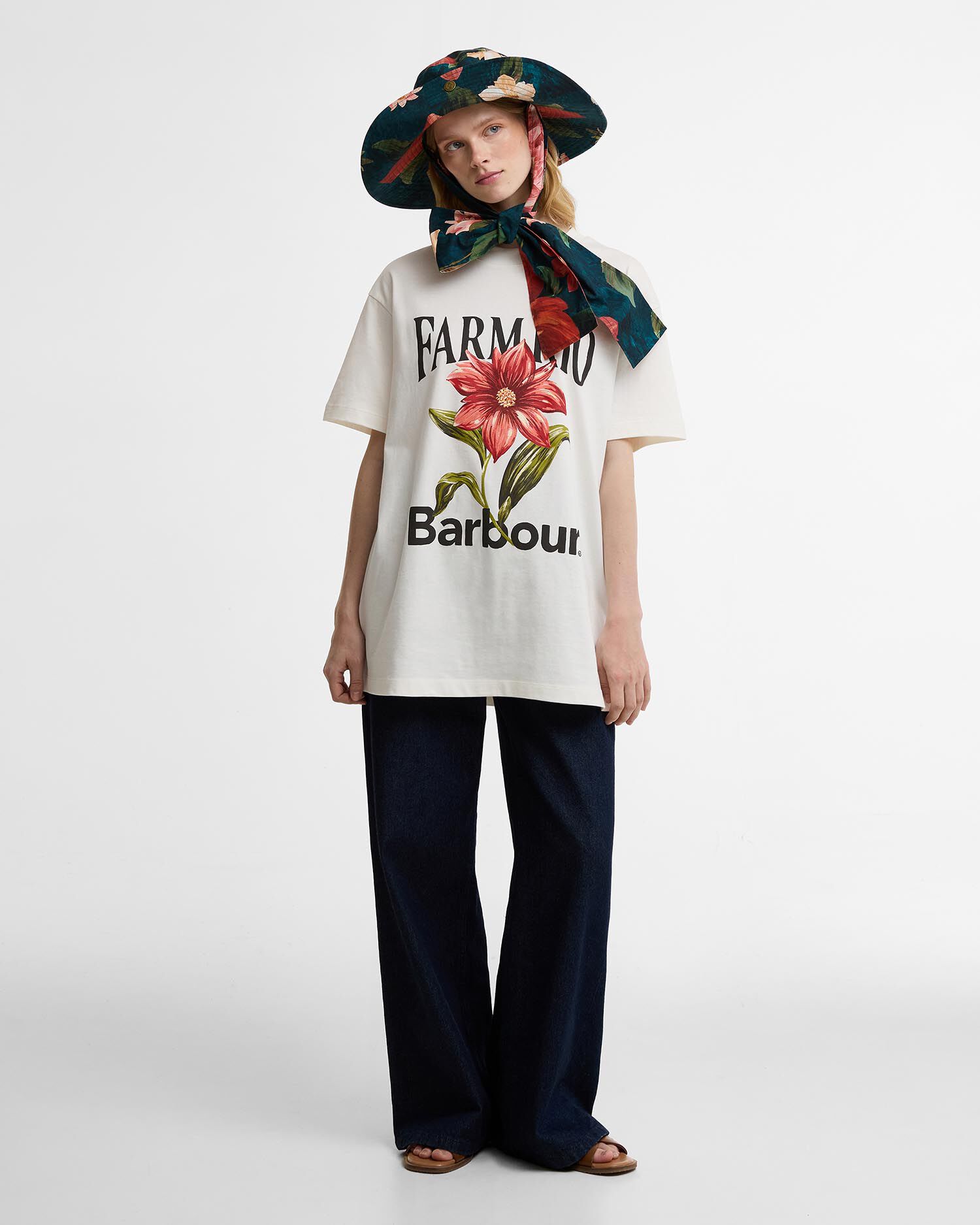 Barbour FARM Rio Wild Flower Oversized Graphic T-Shirt Cream