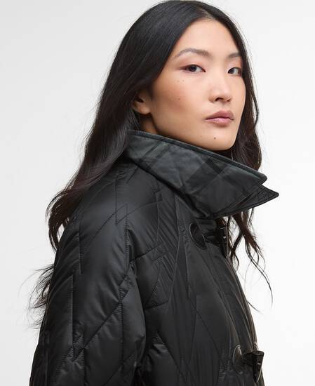 Cosette Quilted Duffle Coat Black/Onyx Tartan