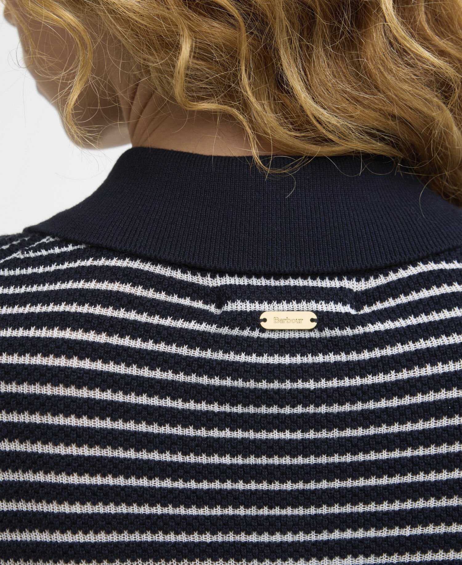 Inez Striped Collared Jumper Dark Navy Stripe