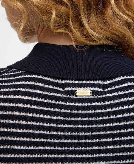 Pullover Inez Striped Collared Dark Navy Stripe