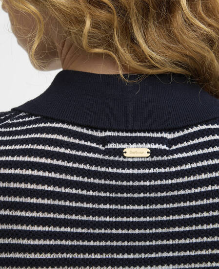 Maglione a righe con colletto Inez Dark Navy Stripe