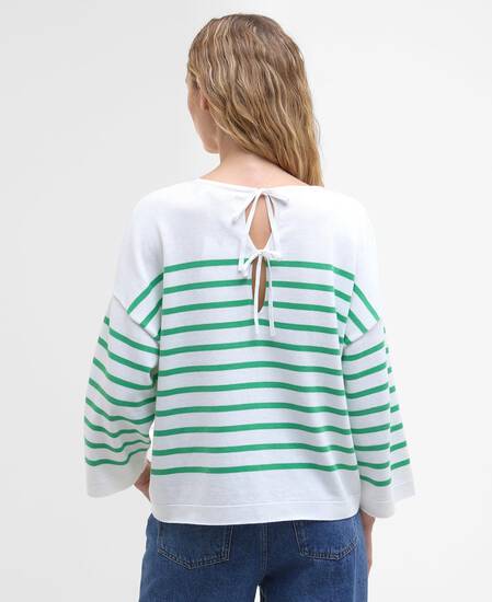 Kayleigh Striped Crew Neck Jumper Cloud/Kelly Green
