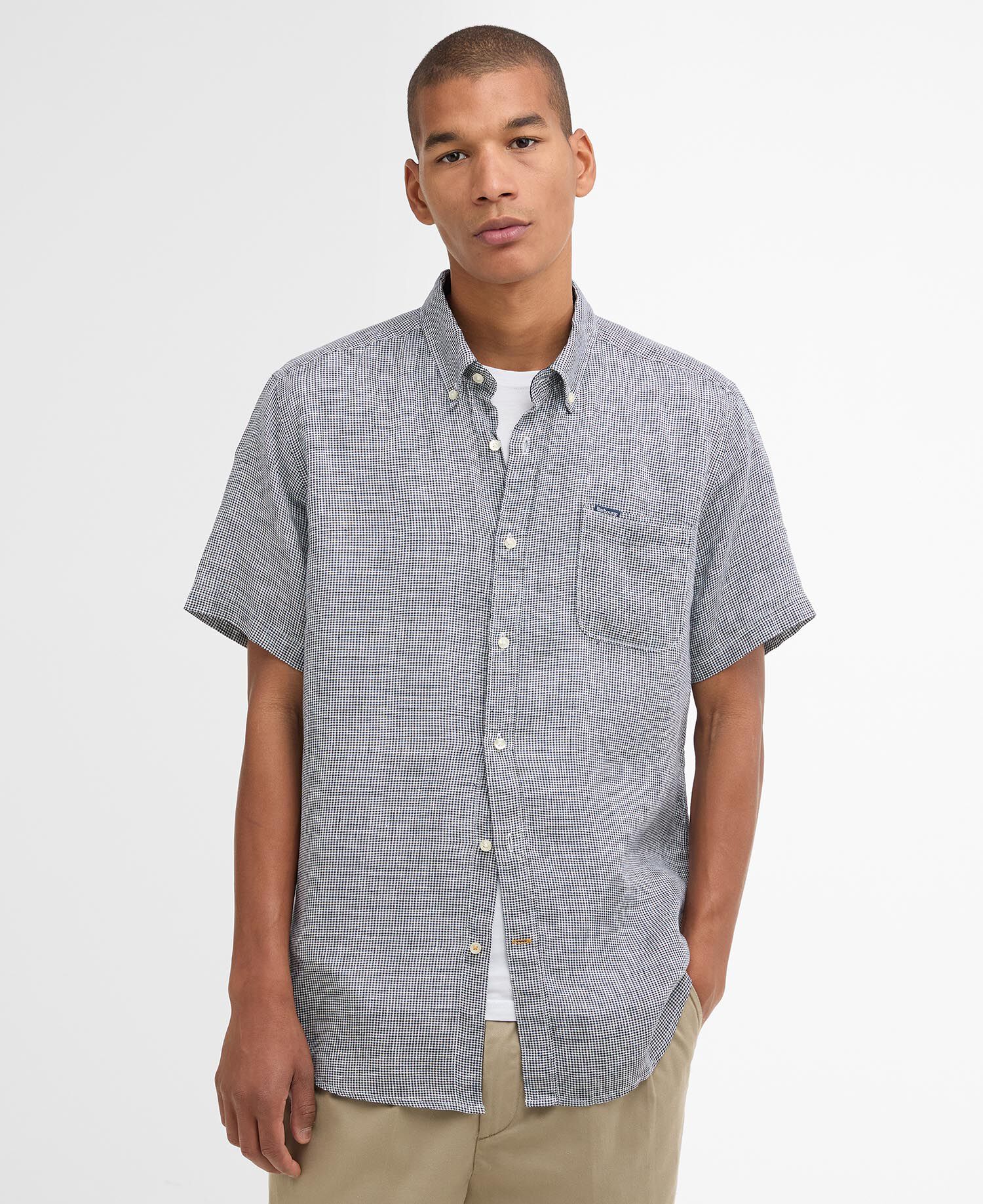 Linton Linen Short-Sleeved Tailored Shirt Dark Navy