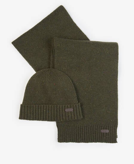 Carlton Fleck Beanie & Scarf Gift Set Olive