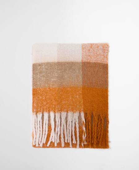 Sciarpa Marie con motivo a scacchi Mustard Check