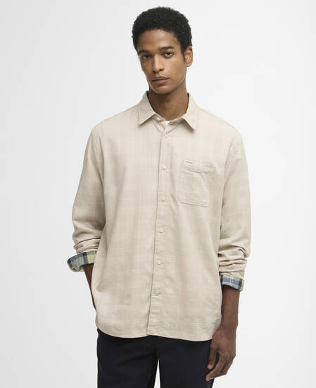 Kingswell Tartan Long-Sleeved Relaxed Shirt Light Stone