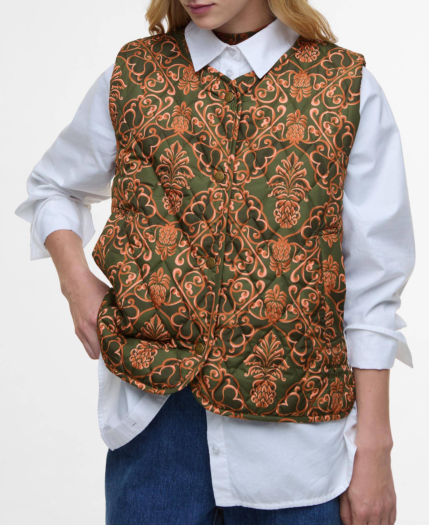 Barbour FARM Rio Fernanda Liner Pineapple/Green Heart Print image number 3