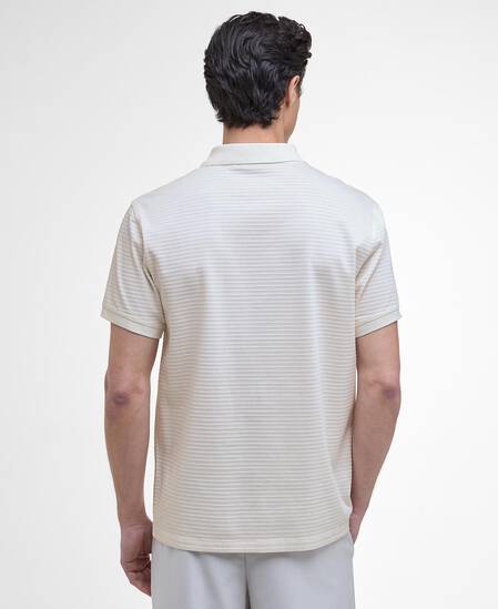 Alfred Jacquard Striped Polo Shirt Whisper White
