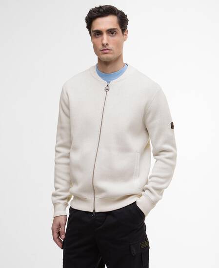 Patrick Bomber Zip Through Cardigan Whisper White