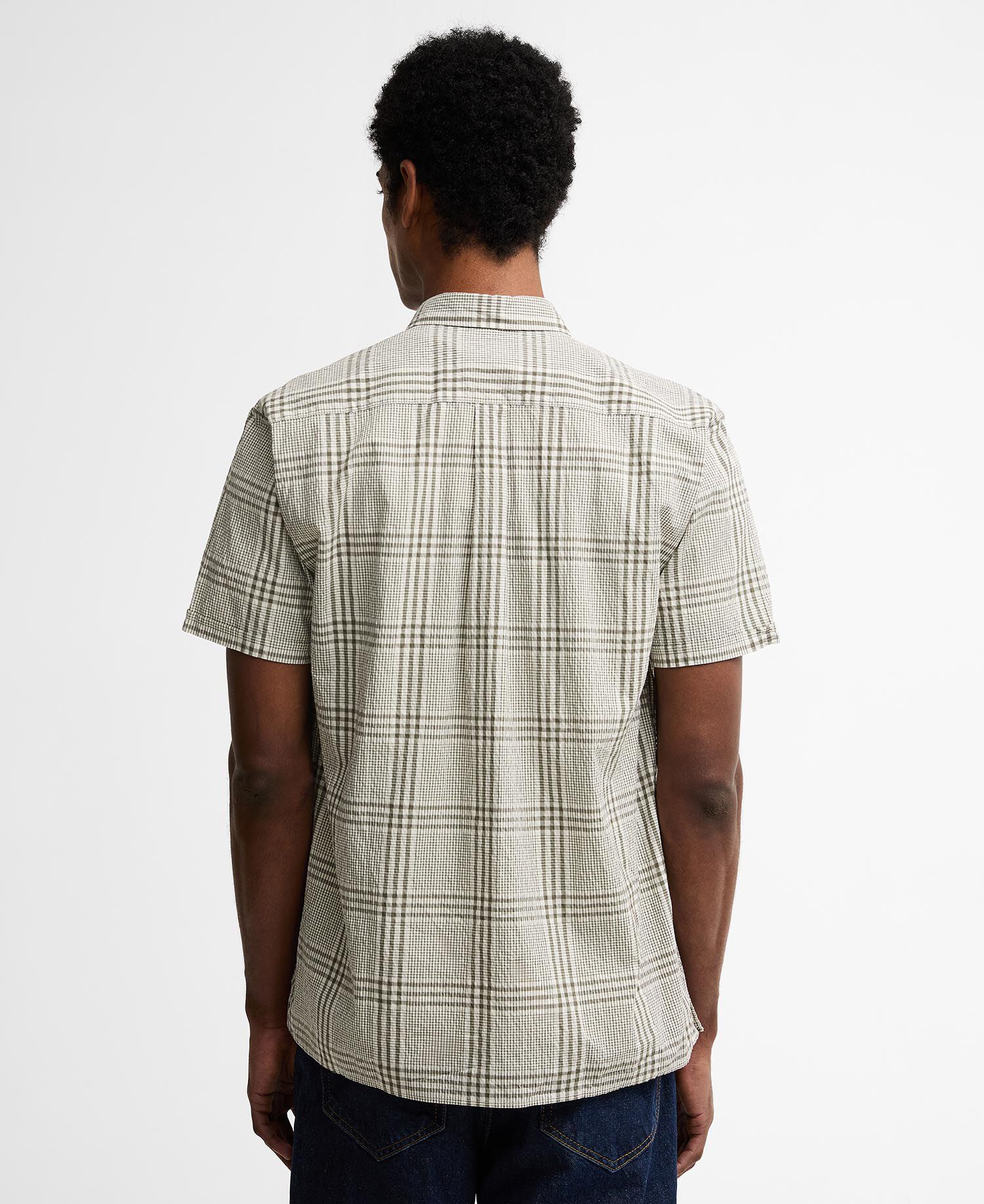 Carrock Checked Seersucker Short-Sleeved Shirt Whisper White