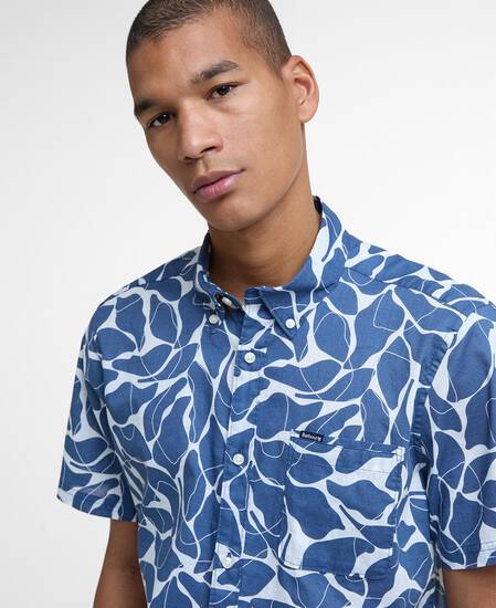 Spillroad Printed Short-Sleeved Shirt Dark Denim