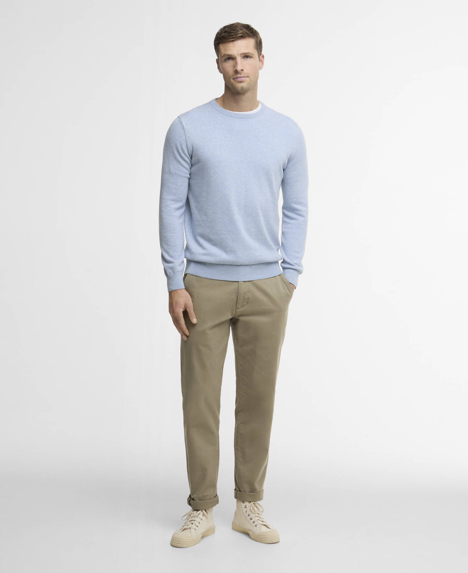 Pima Cotton Crew Neck Jumper Blue Haze image number 1