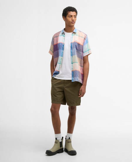 Bridford Checked Regular Short-Sleeved Shirt Mint Blue