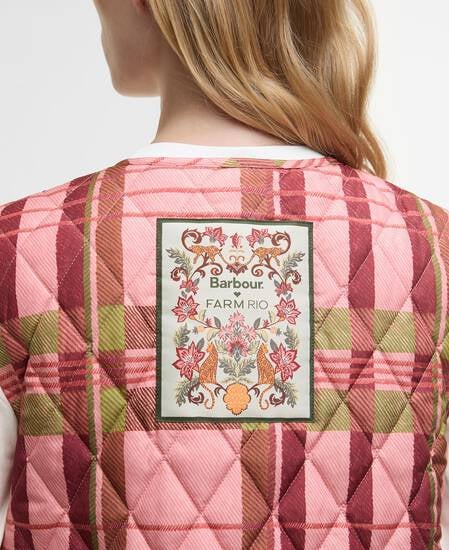 Barbour FARM Rio Fernanda Liner Pink Tartan/Beige Heart Print