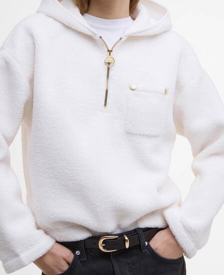 Felpa in pile con cappuccio Lola Off White