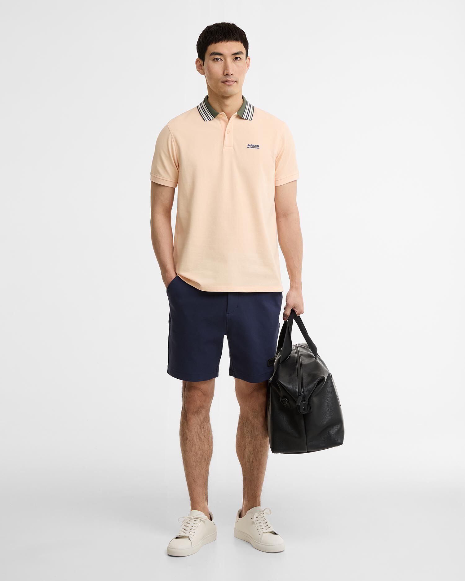 Neville Tipped Polo Shirt Bleached Apricot