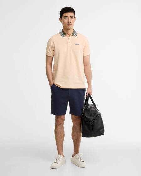 Neville Tipped Polo Shirt Bleached Apricot