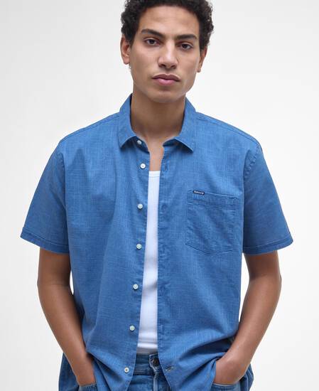 Pigment Dye Slub Short-Sleeved Shirt Dark Denim