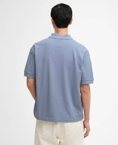 Hexham Oversized Polo Shirt Washed Blue
