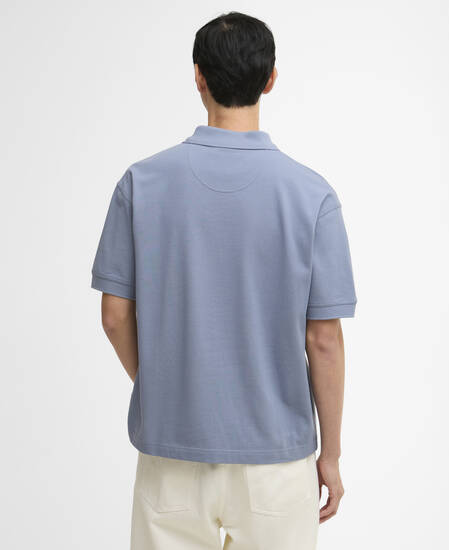 Hexham Oversized Polo Shirt Washed Blue