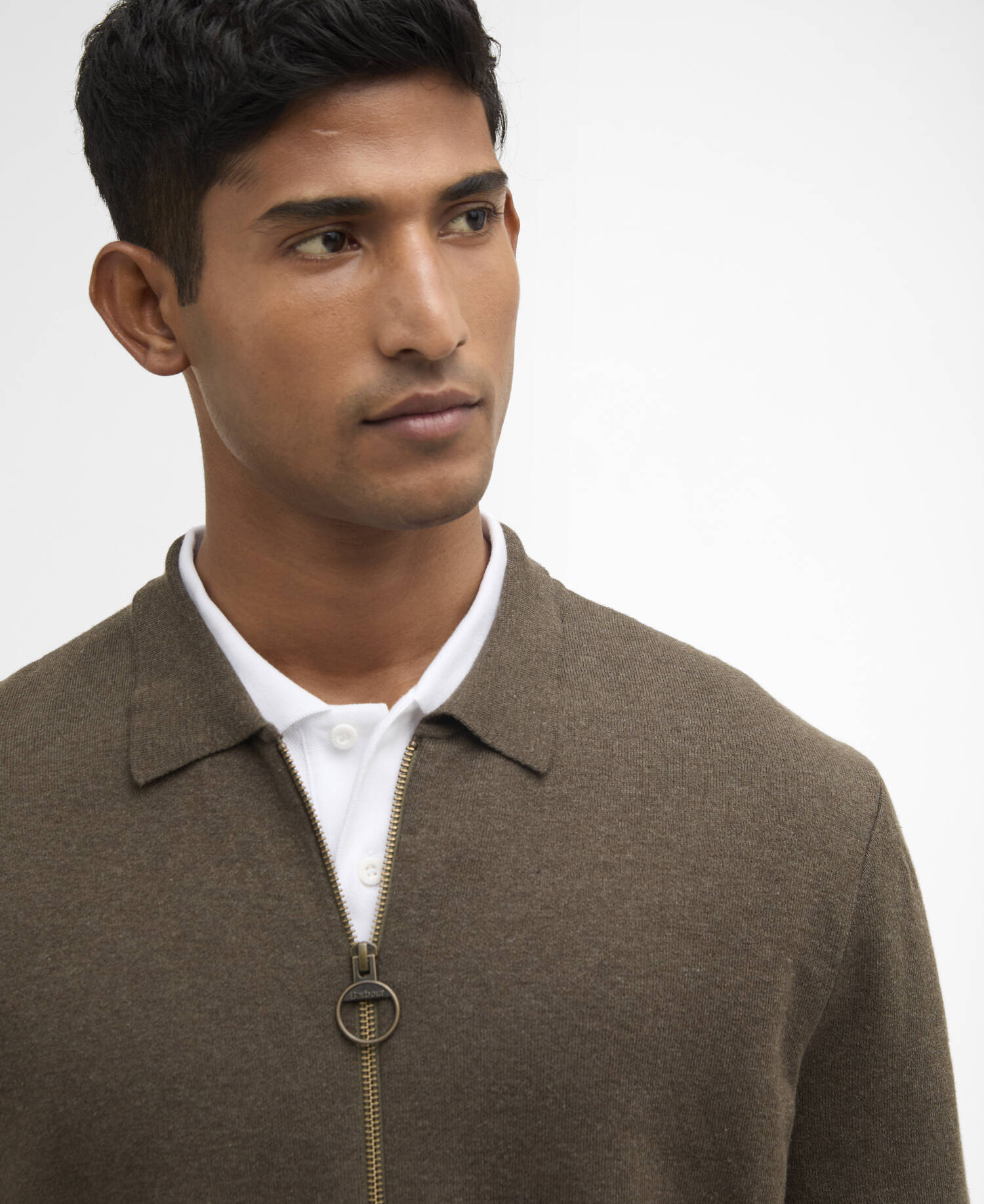 Crowcombe Knitted Zip-Up Jumper Olive image number 3