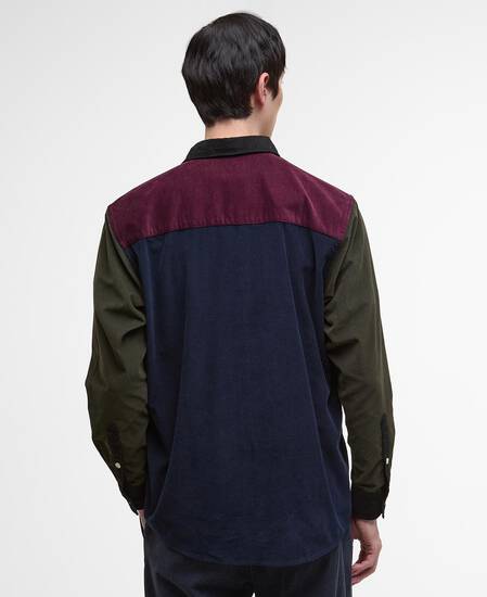 Patchwork Oversized Cord Shirt Navy/Red/Forest