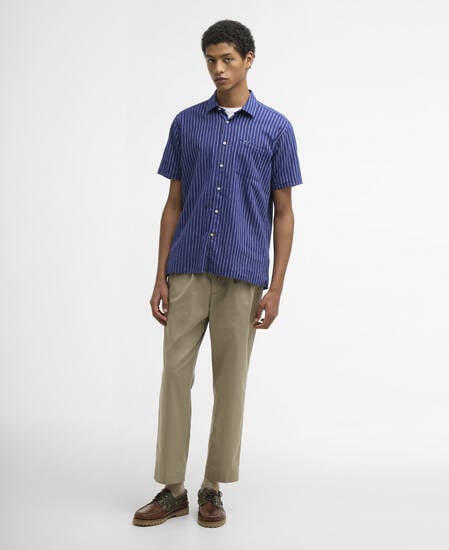 Camicia Nelson a maniche corte con motivo a righe Indigo