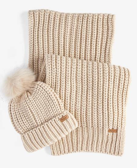 Saltburn Beanie & Scarf Gift Set Pearl