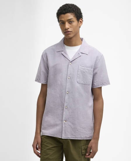 Kurzarmhemd Landkey Overdyed Regular Heather Mist