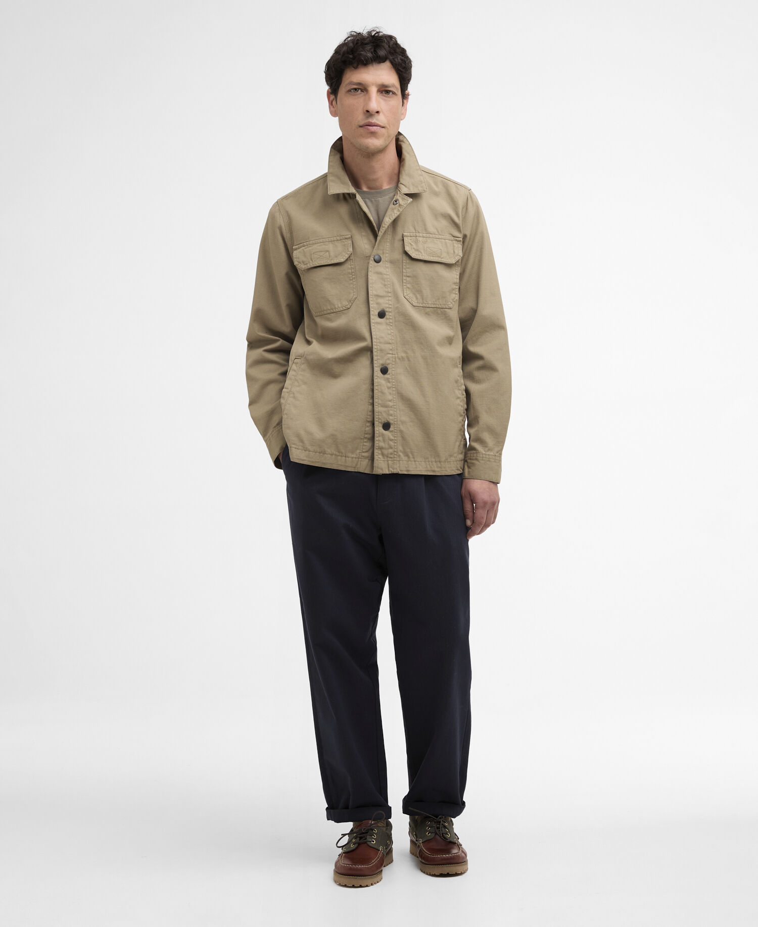 Overshirt Draftmen Cotton Slub Grey Olive