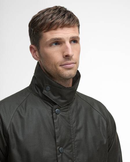 Giacca cerata con motivo a quadri Modern Beaufort Olive Check