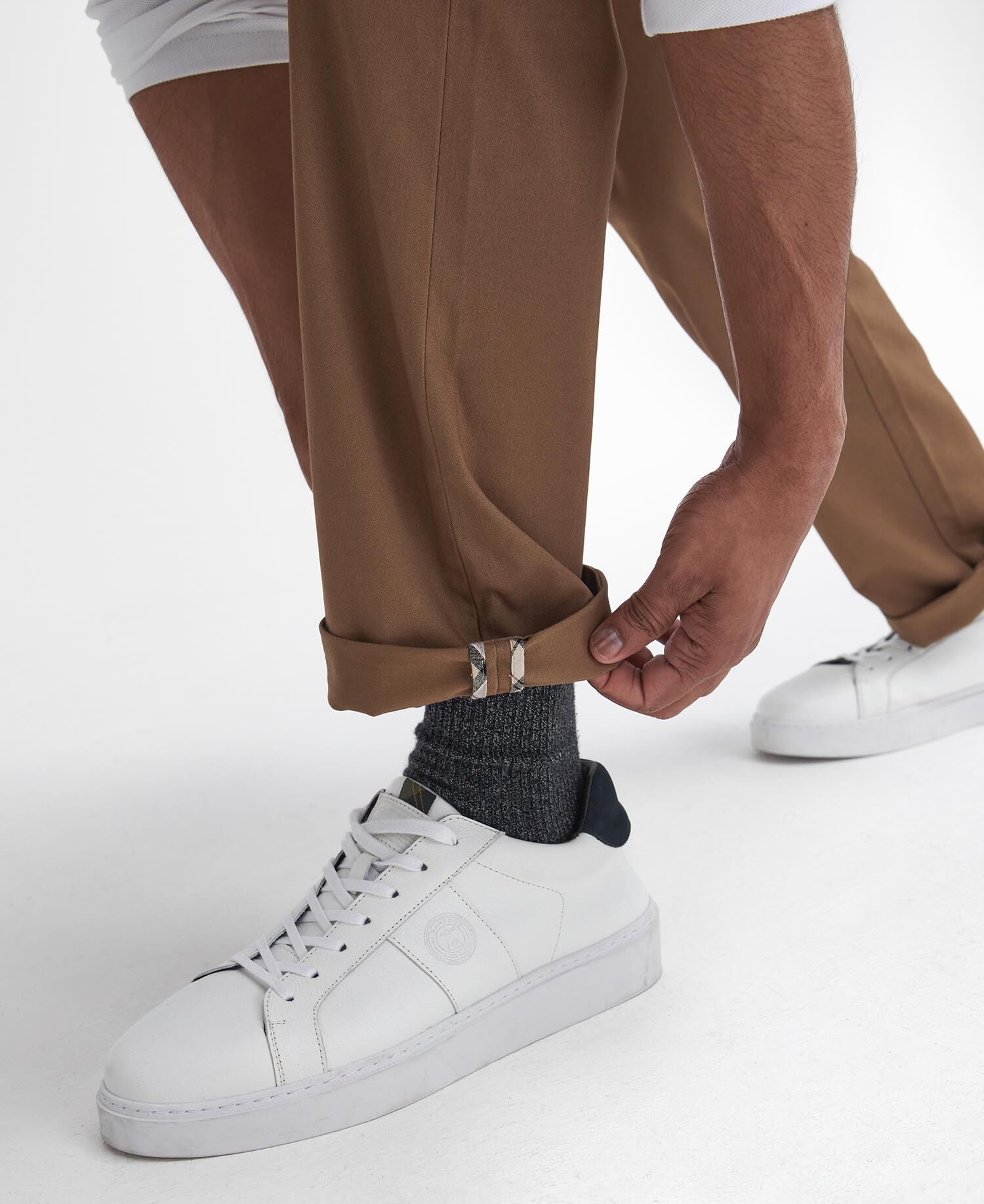 Suede Sateen Tailored Trousers Sandstone