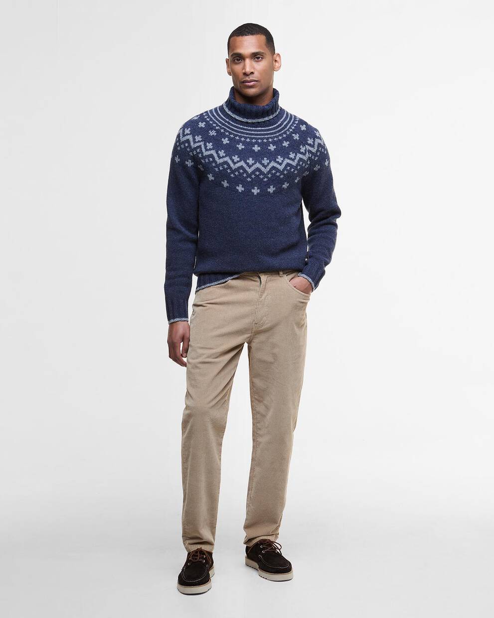 Maglione Hewton con collo alto con risvolto e motivo Fair Isle