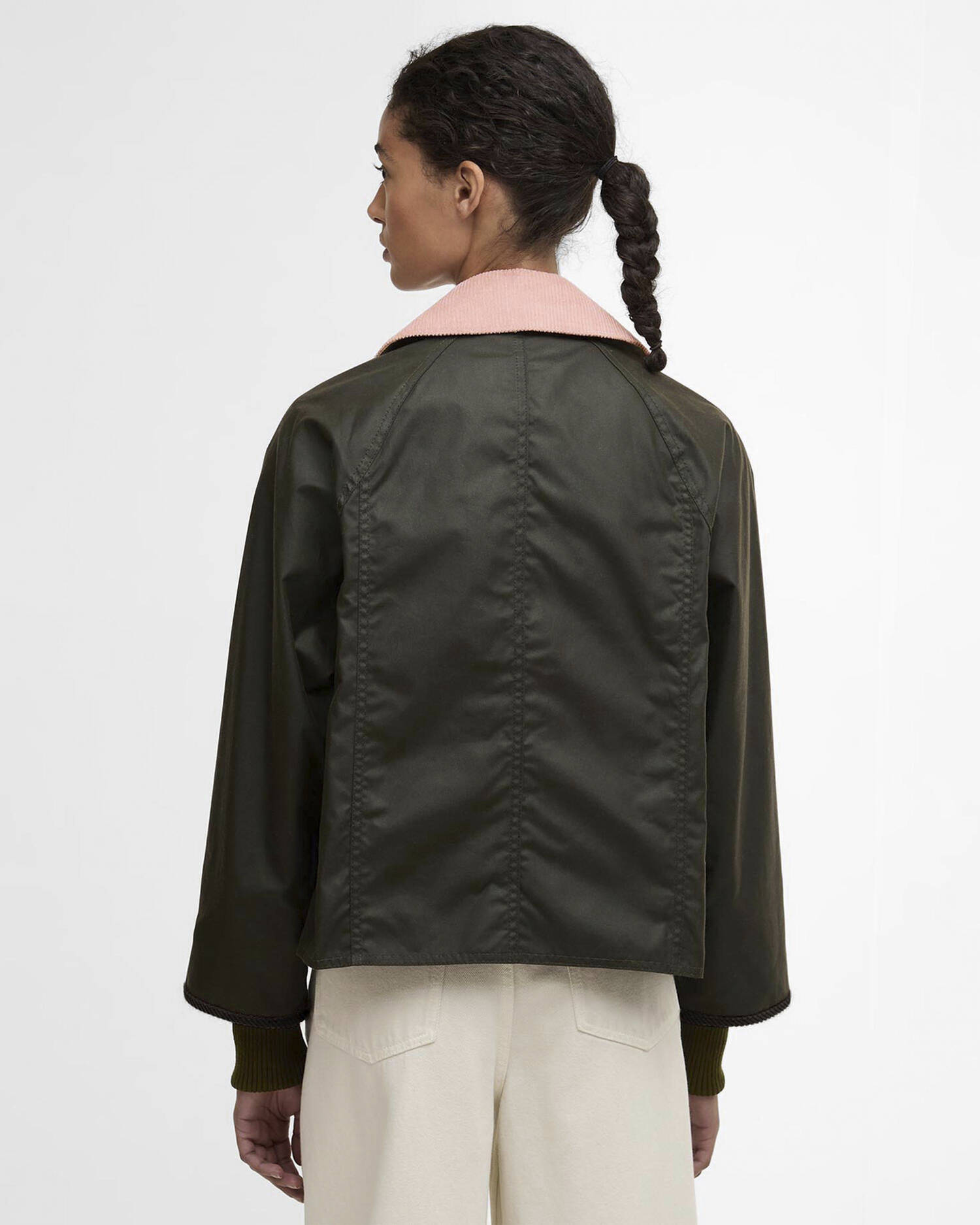 Cropped Beadnell Waxed Jacket Archive Olive/Ancient/Gardenia image number 2